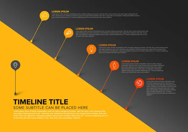 Modelo Relatório Linha Tempo Diagonal Infográfico Vetorial Com Bolhas Versão — Vetor de Stock