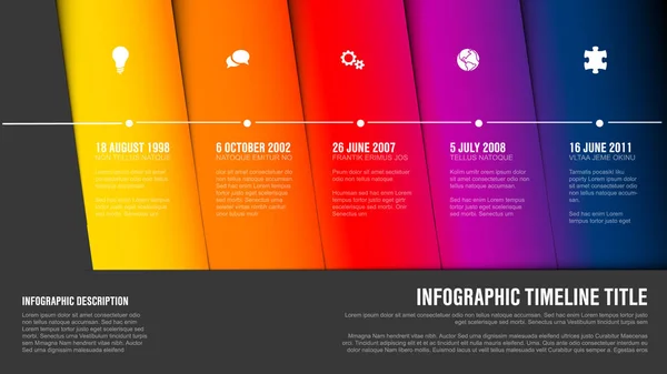 Φορέα Infographic Εταιρεία Ορόσημα Timeline Πρότυπο Ζεστό Διαγώνιες Λωρίδες — Διανυσματικό Αρχείο