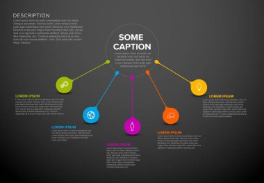 Vektör çok amaçlı Infographic şablon daire ve damlacık toplu iğne - karanlık yorum yapılmış