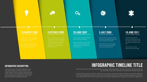 Vector Infographic Company Milestones Timeline Template Hot Diagonal Stripes Green — Stock Vector