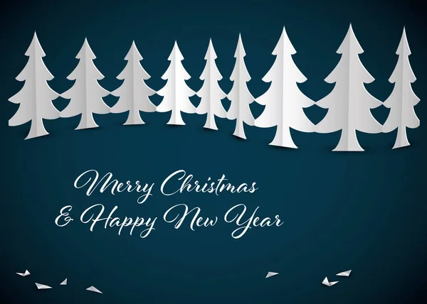 Χριστουγεννιάτικη Κάρτα Πρότυπο Χαρτί Δέντρα Αρχική Κάρτα Νέου Έτους — Διανυσματικό Αρχείο