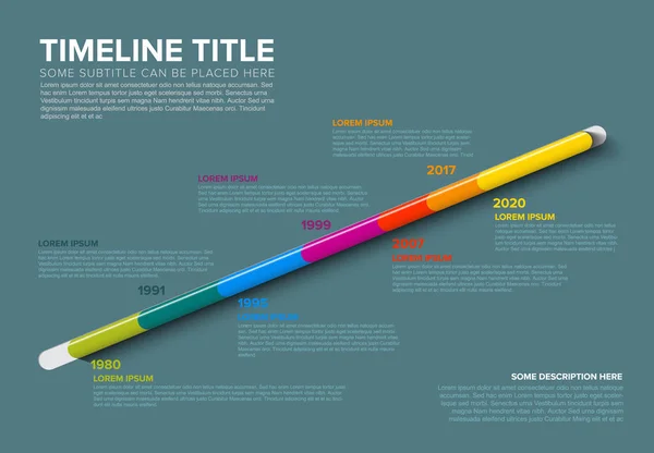 Infografica Diagonale Vetrosa Azienda Pietre Miliari Timeline Template Con Date — Vettoriale Stock