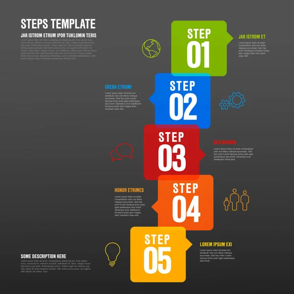 Vektor Fünf Schritte Fortschritt Infografische Vertikale Vorlage Aus Pfeilblasen Und — Stockvektor