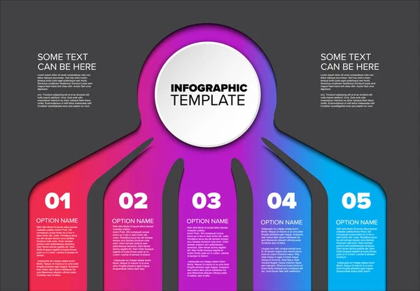 つの要素のオプションと暗い背景に現代色の多目的のインフォ グラフィック テンプレートをベクトルします — ストックベクタ