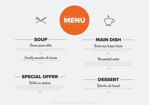 Modern Dark Minimalistic Restaurant Menu Template Design Layout Nice Typography — Stock Vector