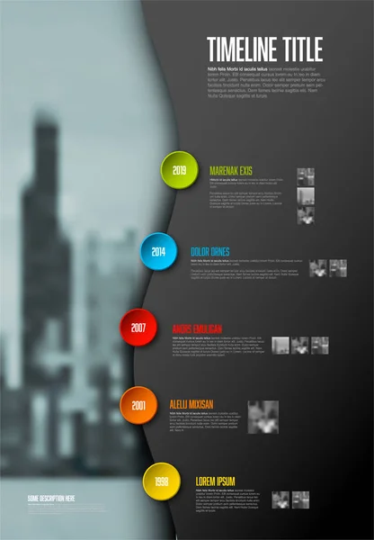 Plantilla Informe Línea Tiempo Vector Infographic Con Marcador Posición Foto — Archivo Imágenes Vectoriales