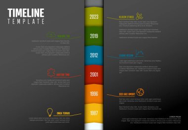 Vector Infographic şirket kilometre taşları Timeline dikey şablon-koyu sürüm