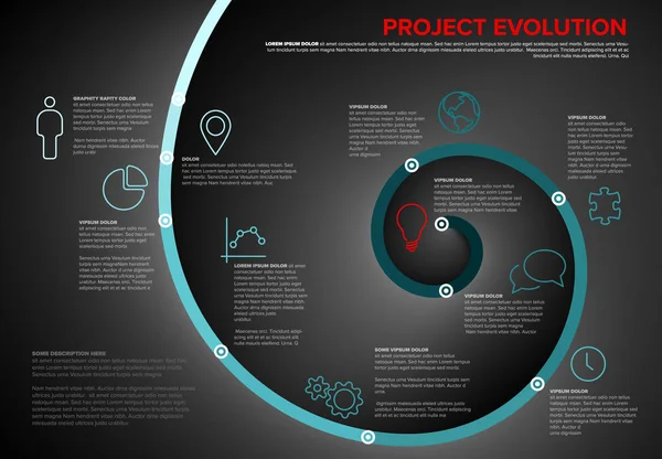 Projekt Evolution Tids Linje Mall Med Djupa Spiral Modell Och — Stock vektor