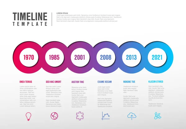 Vector Infografía Hitos Compañía Plantilla Línea Tiempo Con Círculos Marcadores — Archivo Imágenes Vectoriales