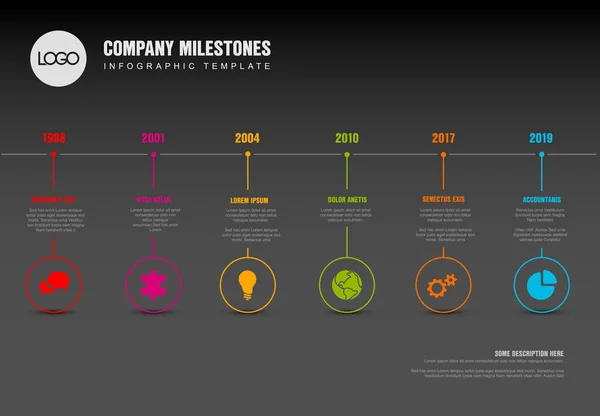 Modello di timeline con icone — Vettoriale Stock