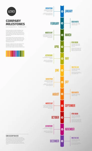 Full year timeline template — Stock Vector