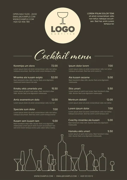 Moderne minimalistische cocktailmenu sjabloon — Stockvector