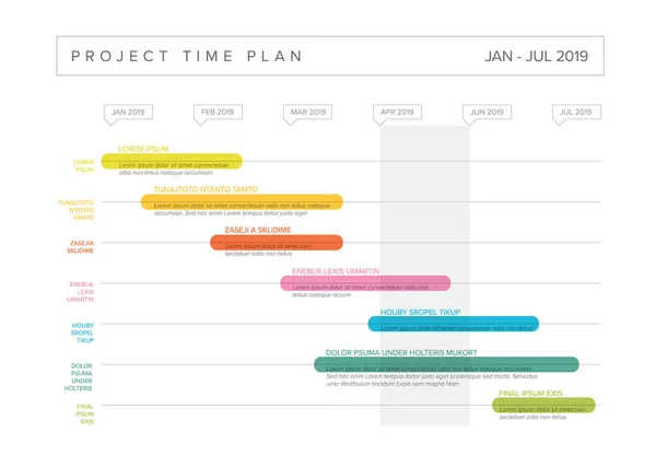 Gráfico da linha do tempo de produção do projeto Gantt — Vetor de Stock