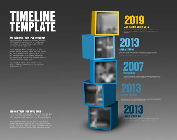 Timeline cubi con foto modello — Vettoriale Stock