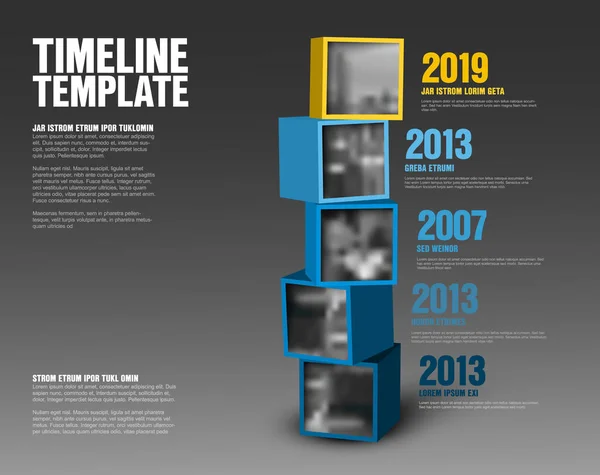 Cubos de línea de tiempo con plantilla de fotos — Archivo Imágenes Vectoriales