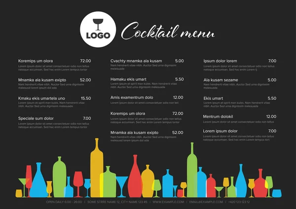 Moderne minimalistische cocktailmenu sjabloon — Stockvector