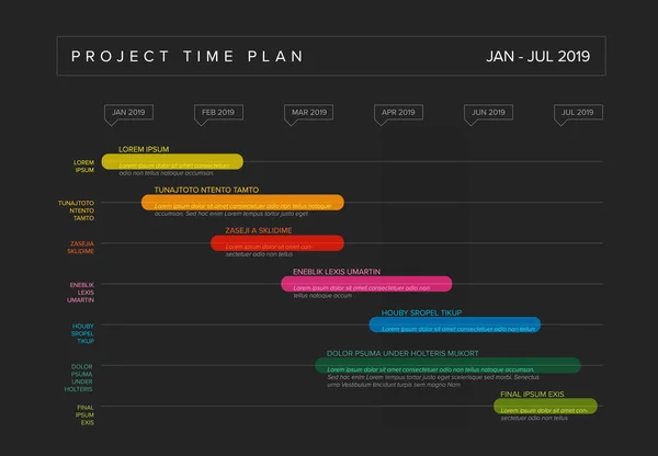 Grafico della timeline di produzione del progetto Gantt — Vettoriale Stock
