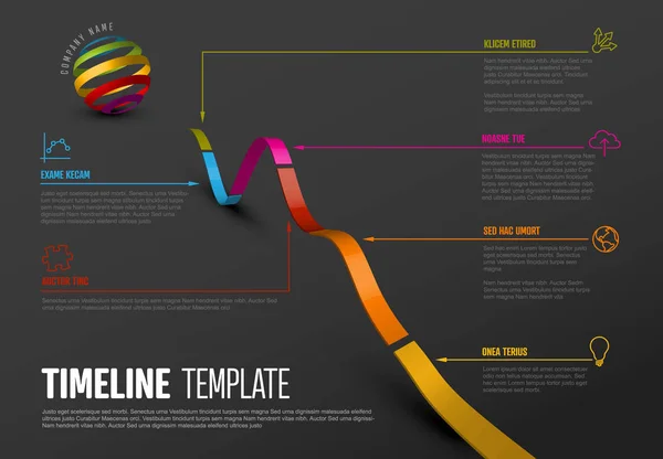 Infografische Diagonale Timeline-Berichtsvorlage — Stockvektor