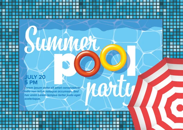 Vector pool party invitation flyer poster template — Stock Vector