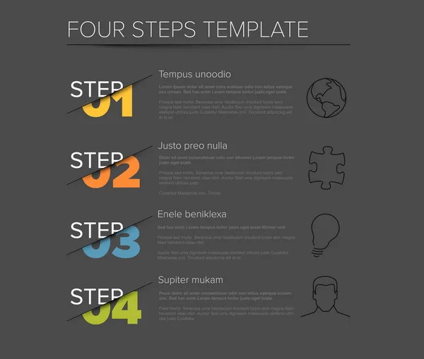 Plantilla de cuatro pasos de progreso moderno — Archivo Imágenes Vectoriales