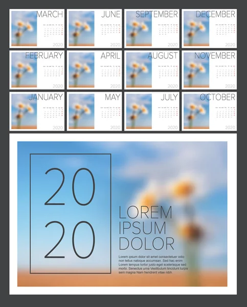 Plantilla calendario 2020 — Archivo Imágenes Vectoriales