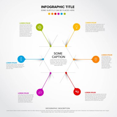 Altıgen li altı element infografik