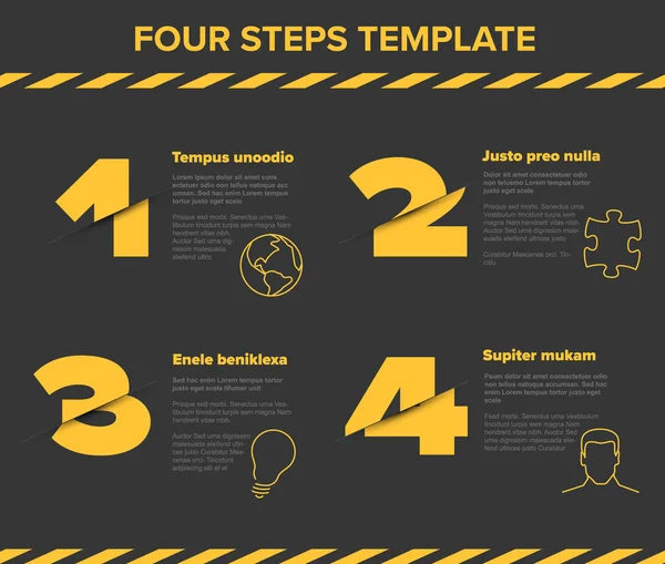 Nowoczesny postęp szablon cztery kroki — Wektor stockowy