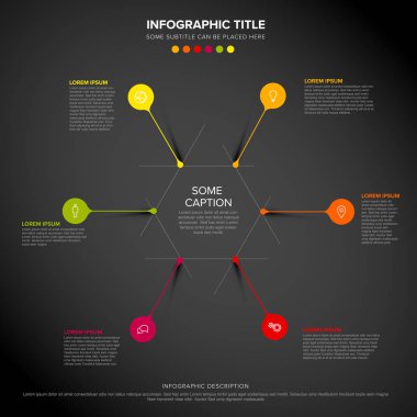 Altıgen li altı element infografik