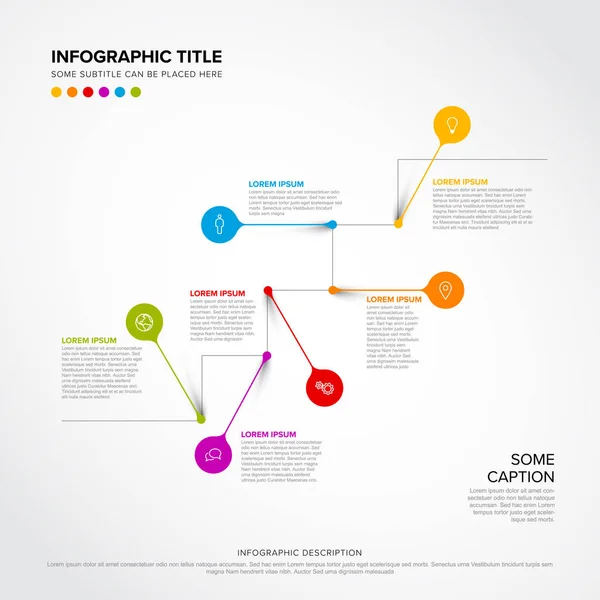 Trap infographic met kleurrijke pinnen — Stockvector