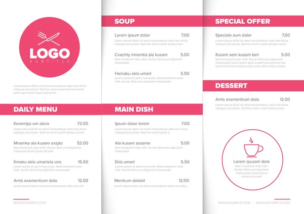 Moderno modello di menu ristorante minimalista — Vettoriale Stock