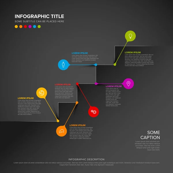 Trap infographic met kleurrijke pinnen — Stockvector