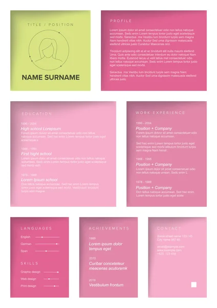 Minimalist resume cv template for women — Stock Vector