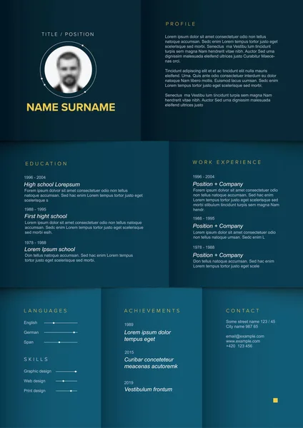 Minimalist blue resume cv template — Stock Vector