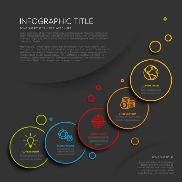 Multifunctionele infographic sjabloon met vijf elementen-donkere versie — Stockvector