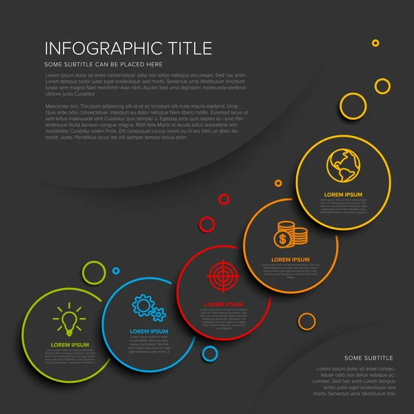 5つの要素を持つ多目的インフォグラフィックテンプレート - ダークバージョン — ストックベクタ