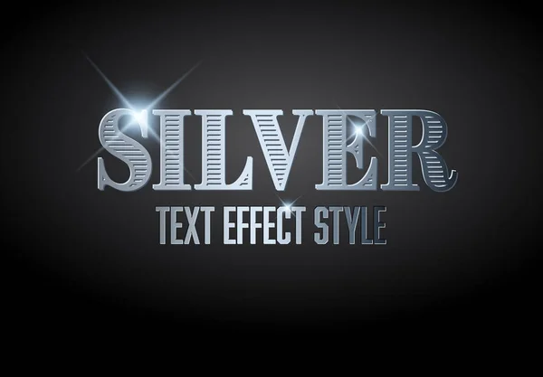 Zilveren Tekst Effect Sjabloon Met Sprankelingen Een Donkere Achtergrond — Stockvector