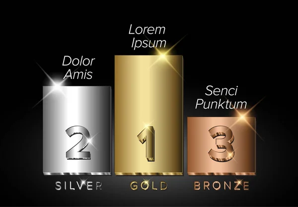 银奖和铜奖颁奖台 并附有获奖者姓名 获奖者竞赛公告模板 — 图库矢量图片