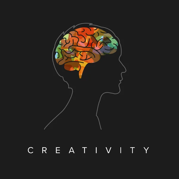 Modèle Illustration Concept Créativité Fabriqué Partir Icône Cerveau Coloré Dans — Image vectorielle