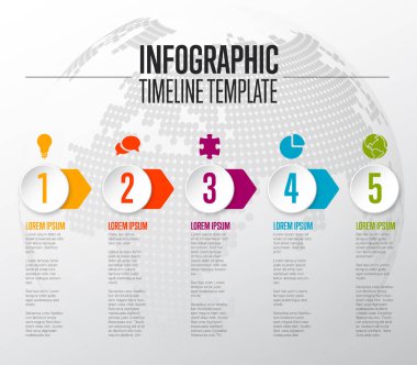 Bir iki üç dört beş - vektör ışık ilerleme çemberi eşgalleri ve renk simgeleriyle şablon