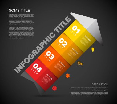 Bir iki üç dört - vektör renkli ok ilerleme şablonu açıklamalar ve simgelerle - köşegen sürümü