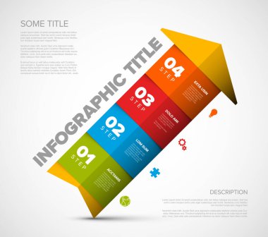 Bir iki üç dört - vektör renkli ok ilerleme şablonu açıklamalar ve simgelerle - köşegen sürümü
