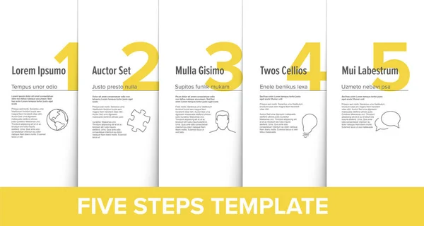 Deux Trois Quatre Cinq Vecteur Jaune Clair Progression Étapes Modèle — Image vectorielle