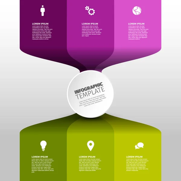 Plantilla Infografía Multipropósito Vectorial Hecha Bloques Franjas Círculo Contenido Versión — Archivo Imágenes Vectoriales