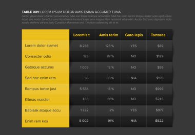 Çok amaçlı masa düzeni şablonu güzel katlanmış tasarım - koyu sarı akordeon sürümü