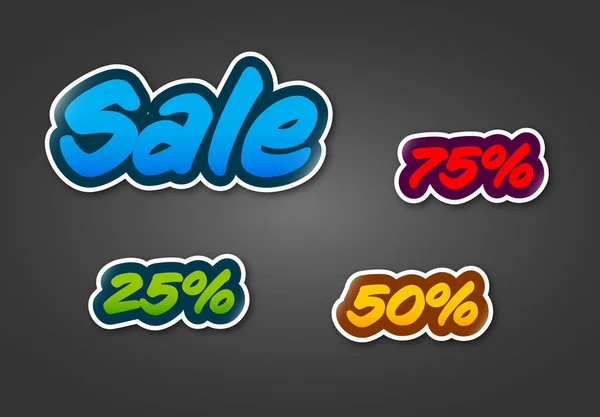 Collection Sale Label Stickers Percentage Discount — Stock Vector