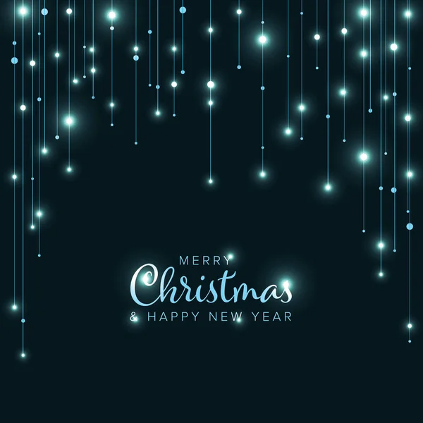 Minimalist Χριστουγεννιάτικη Flyer Κάρτα Template Ψυχρό Μπλε Φως Αλυσίδες Σκούρο — Διανυσματικό Αρχείο