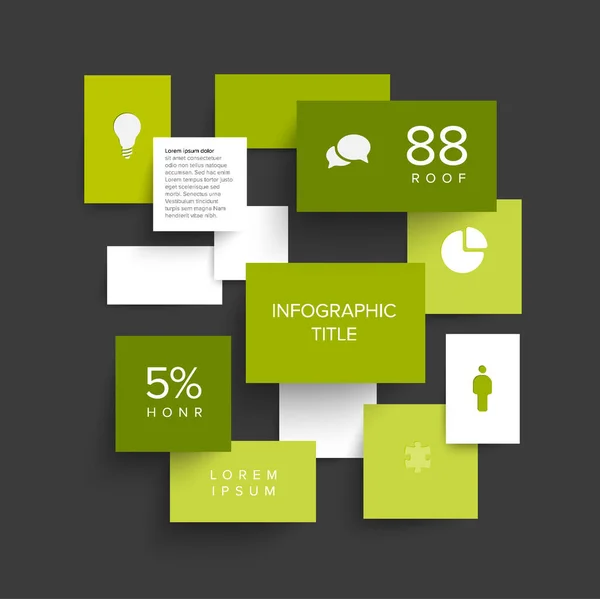 Infografía Diseño Plano Verde Vectorial Hecha Bloques Contenido Con Sombra — Archivo Imágenes Vectoriales