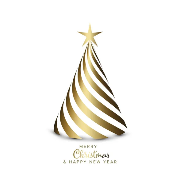 白い背景に金色の螺旋状の縞から作られたクリスマスカード — ストックベクタ