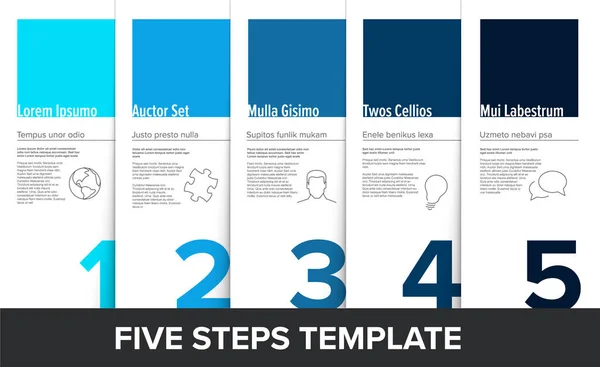 Een Twee Drie Vier Vijf Vector Licht Vooruitgang Template Met — Stockvector