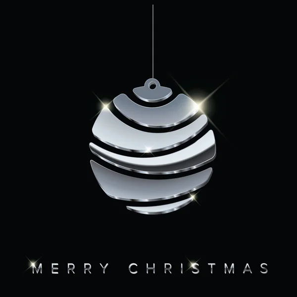 Simple Vector Christmas Card Abstract Silver Christmas Bulb Decoration Made — Stock Vector